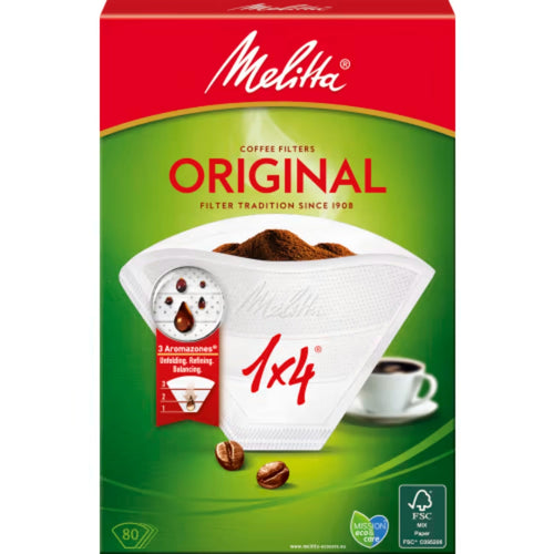 Melitta Kaffefilter 1x4 Vit Original - Coffee Filters 80P