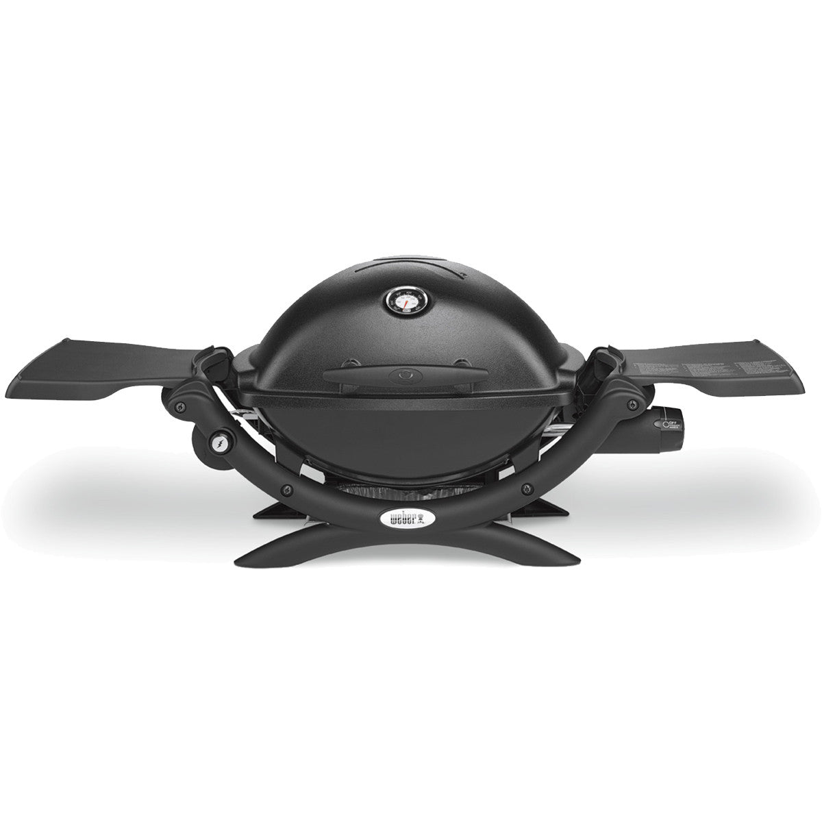 Weber Q1200N bärbar gasolgrill svart med nedfällbara sidobord