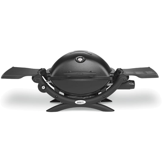 Weber Q1200N bärbar gasolgrill svart med nedfällbara sidobord